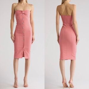 Lumiere Ribbon Pink Button Midi Dress Women’s Size Small